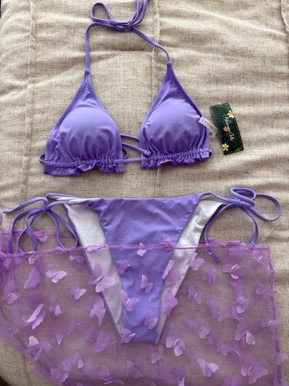 Purple Triangle Tie-Side Bikini Set